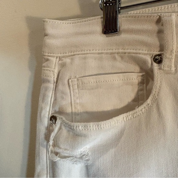 AMERICAN EAGLE Sz 14 Sz 14L Jeans Distressed High Rise Skinny in White - Picture 6 of 12